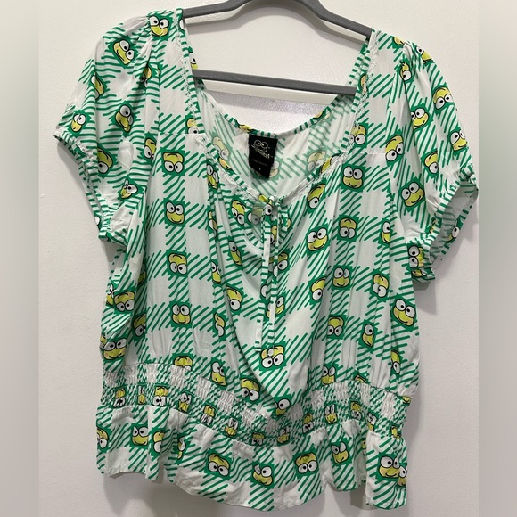 Sanrio Keroppi Print Peasant Blouse Sz 1 - Picture 1 of 5